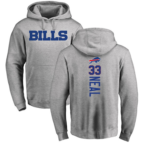 Men NFL Buffalo Bills #33 Siran Neal Ash Backer Pullover Hoodie Sweatshirt
